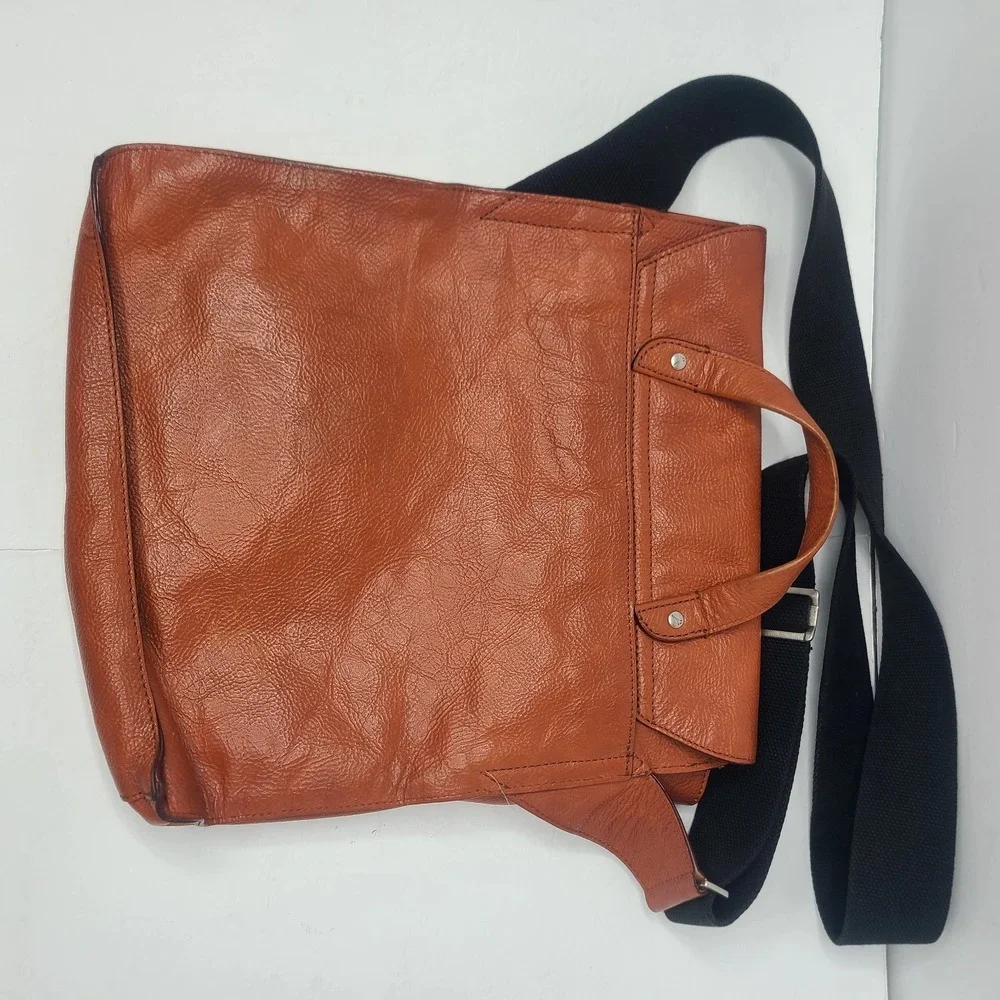 Jack Spade Brown Pebbled Leather Messenger Bag Crossbody Laptop Flap Briefcase